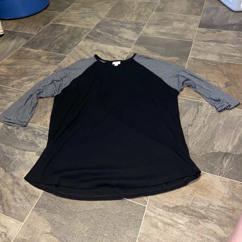 Lularoe "Randy" Shirt with Striped Sleeves